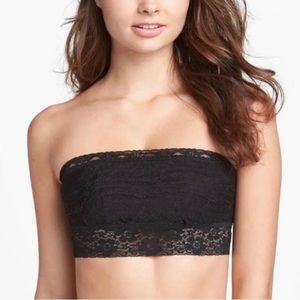 FREE PEOPLE Black Bandeau Scallop Lace Tube Bra XS NWT